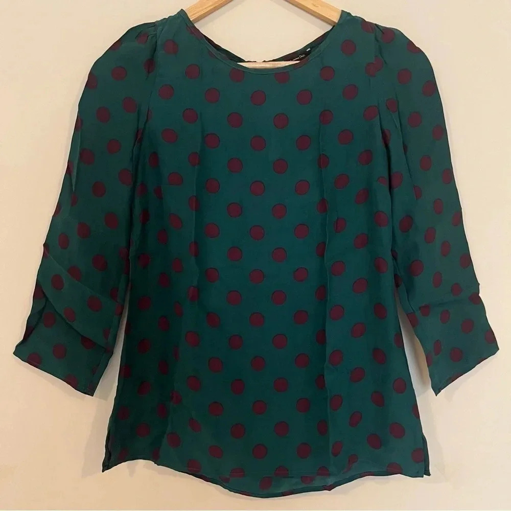 MASSIMO DUTTI Polka Dot Mulberry Silk Blouse